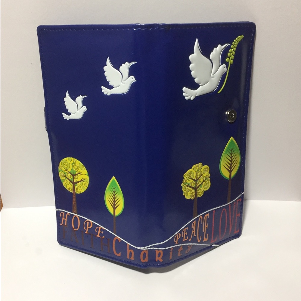NWT Vegan Leather Wallet - Peace Doves -Royal Blue - Picture 2 of 8